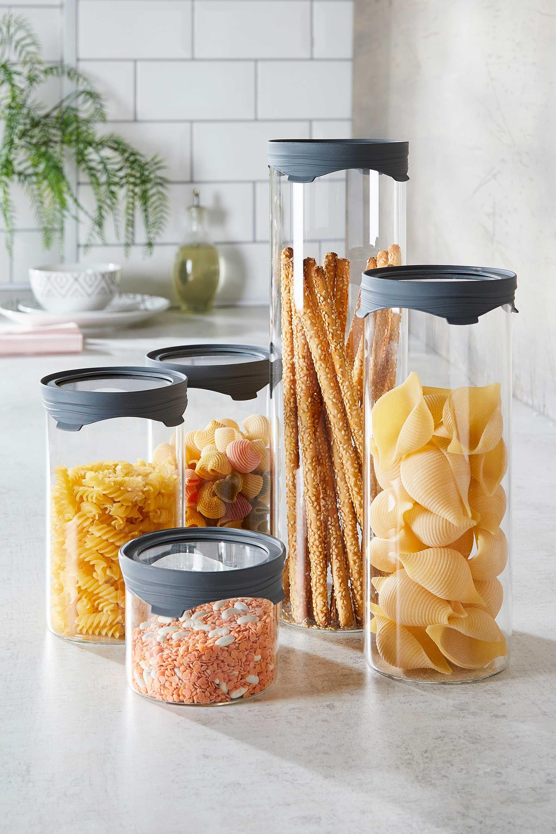 Homelife Set of 3 Nesting Glass Storage Containers with Clip Lid