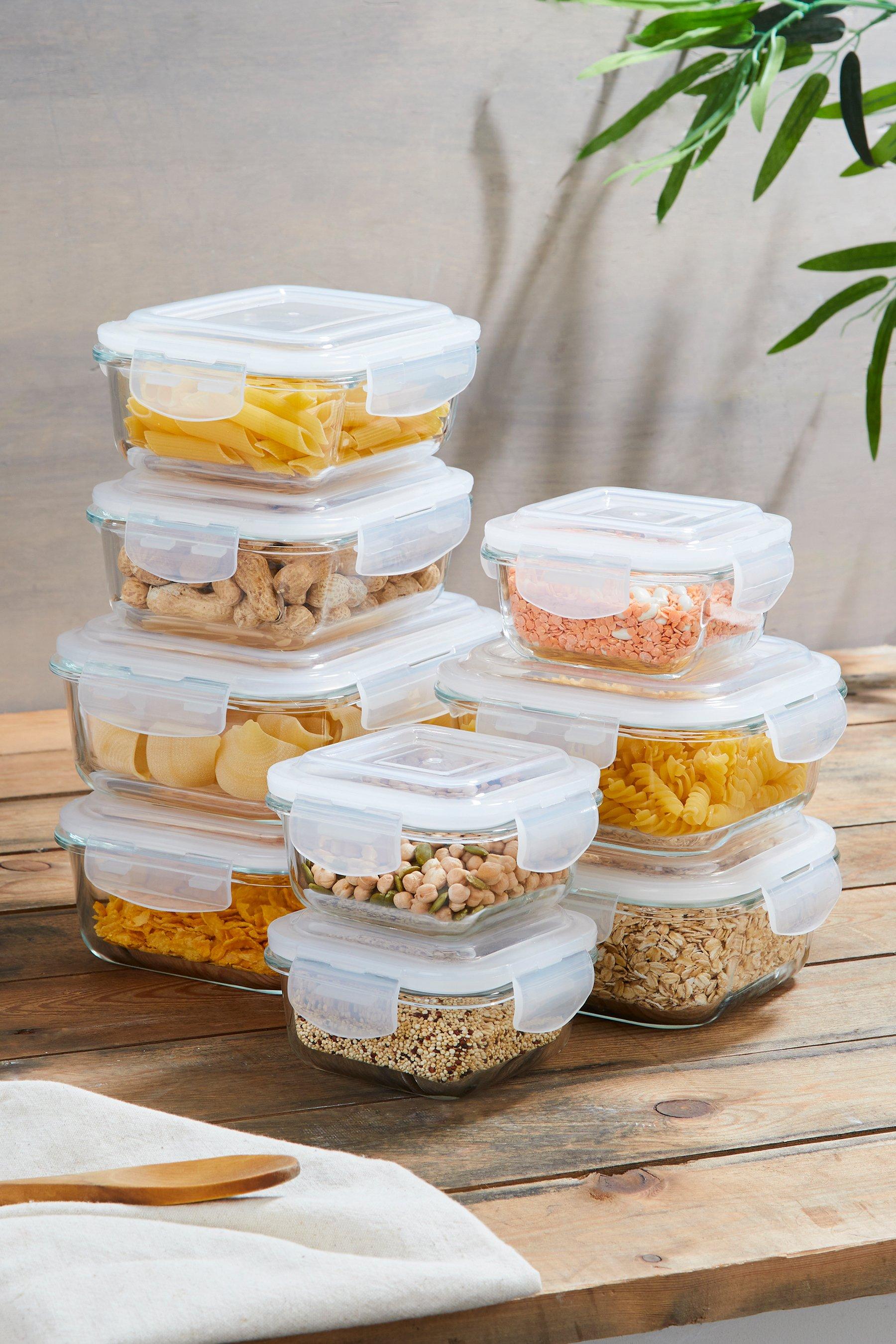 Homelife Set of 3 Nesting Glass Storage Containers with Clip Lid