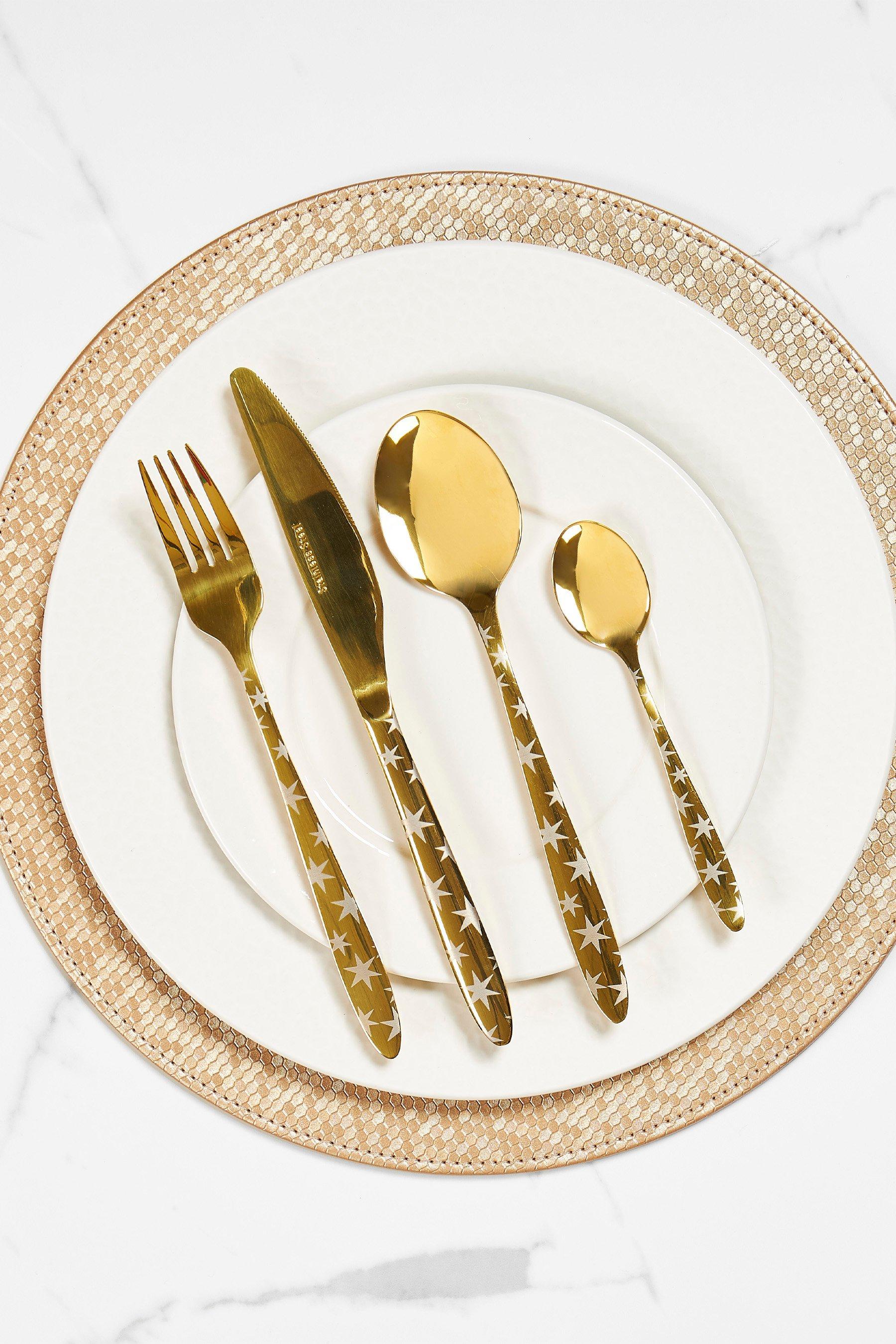 16 piece sabichi stars cutlery set - gold - stainless steel