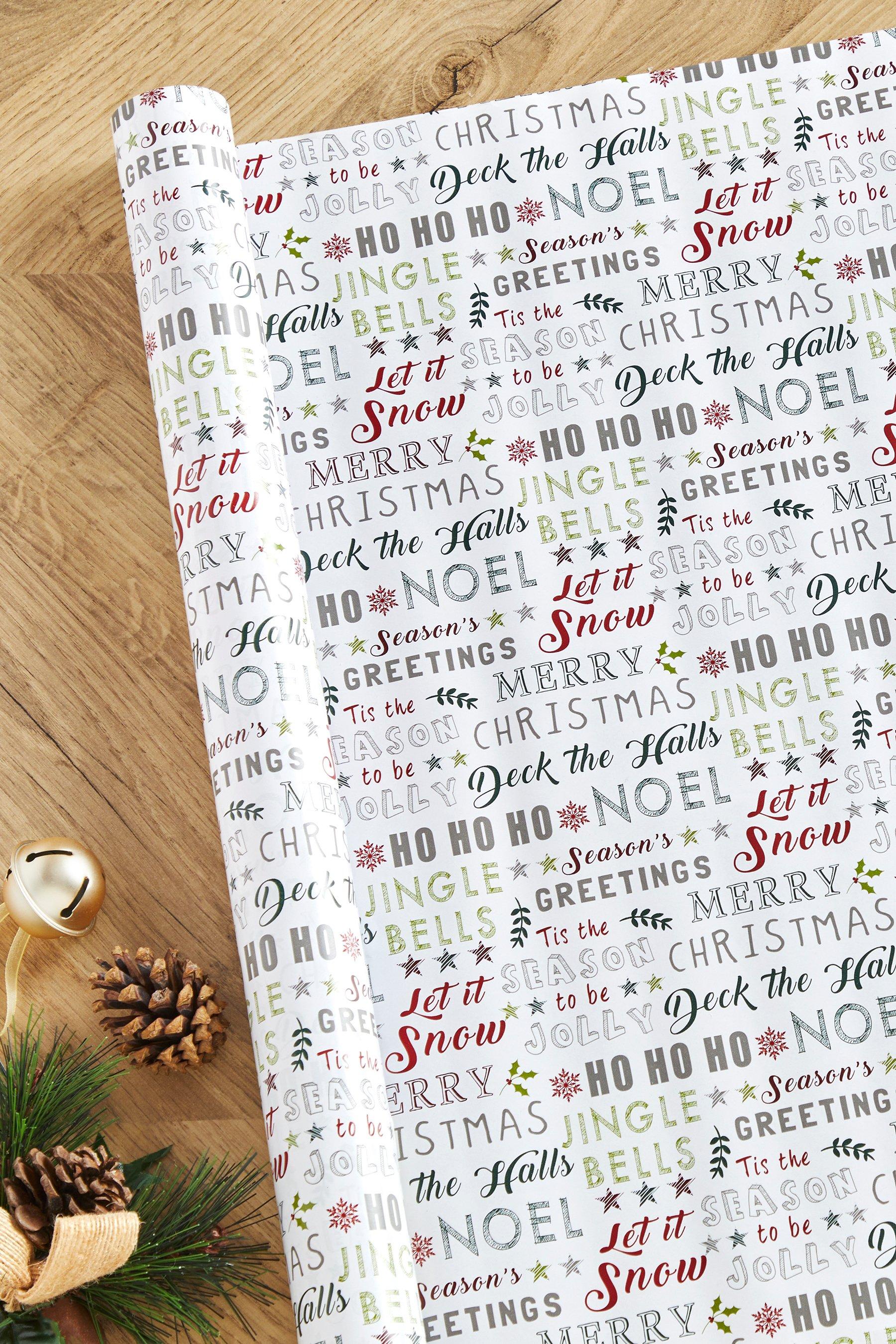 5m Kraft Script Christmas Wrapping Paper