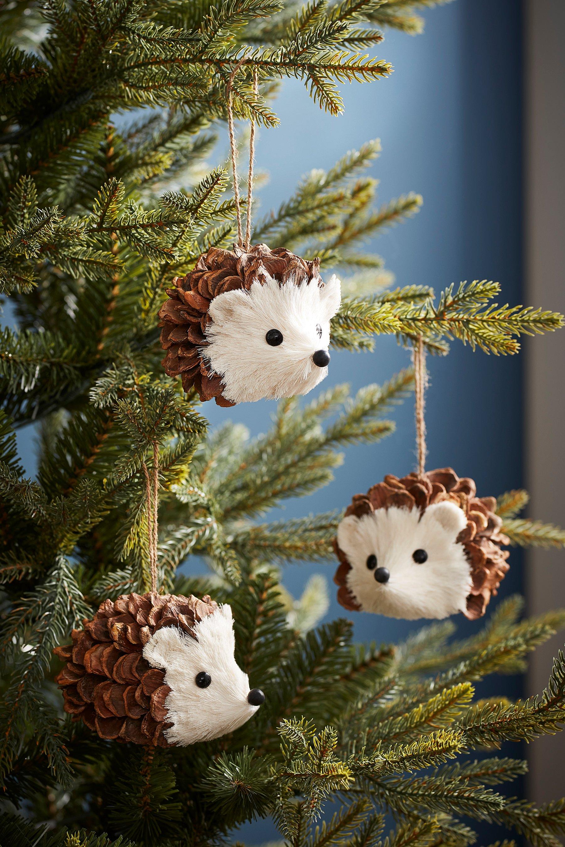 Pack of 3 Hedgehog Christmas Hanging Decorations