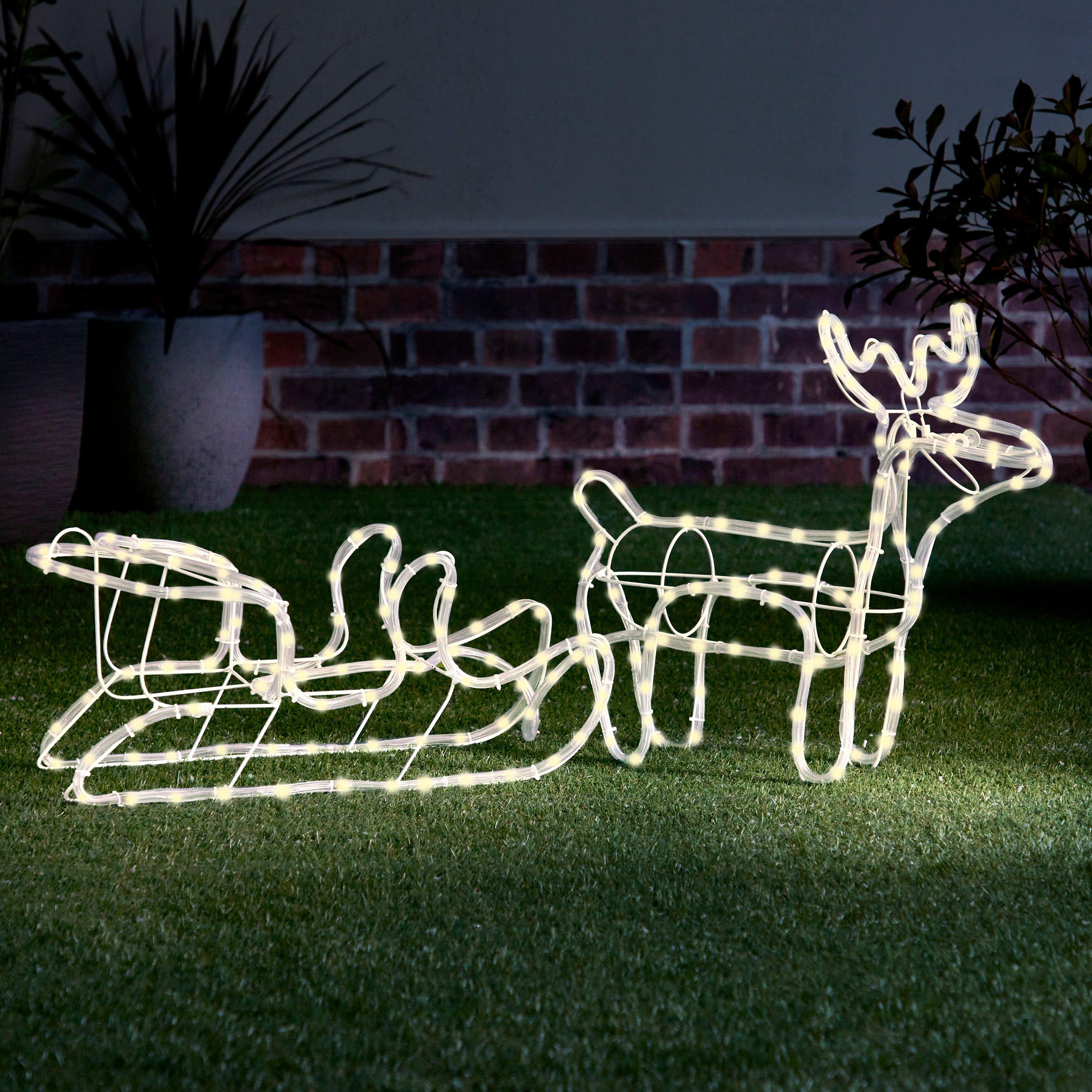LED Reindeer and Sleigh Christmas Decoration Lights