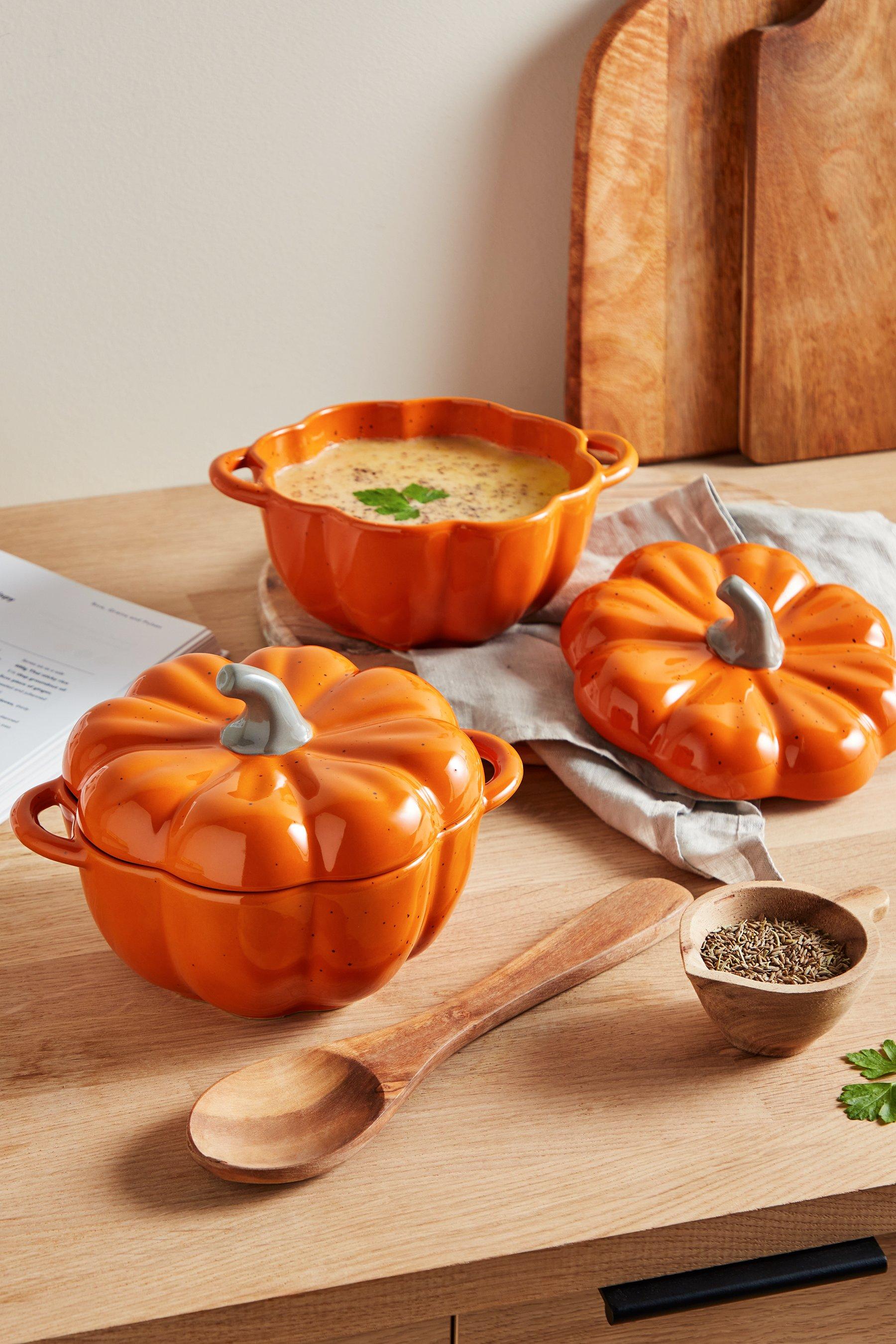 Homelife Set of 2 Pumpkin Soup Bowls with Lids