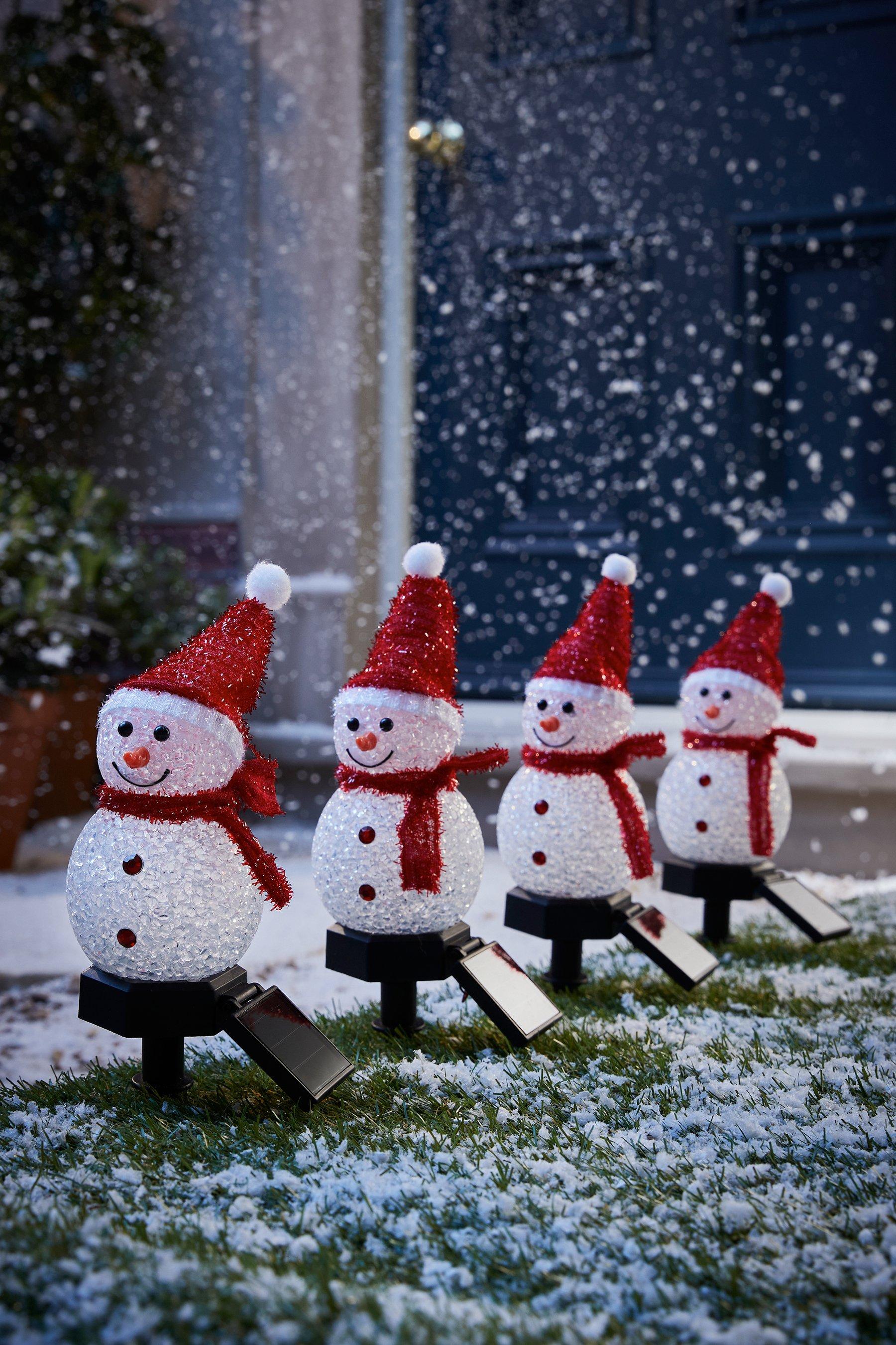 4 Snowman Stake Solar Powered Christmas Lights
