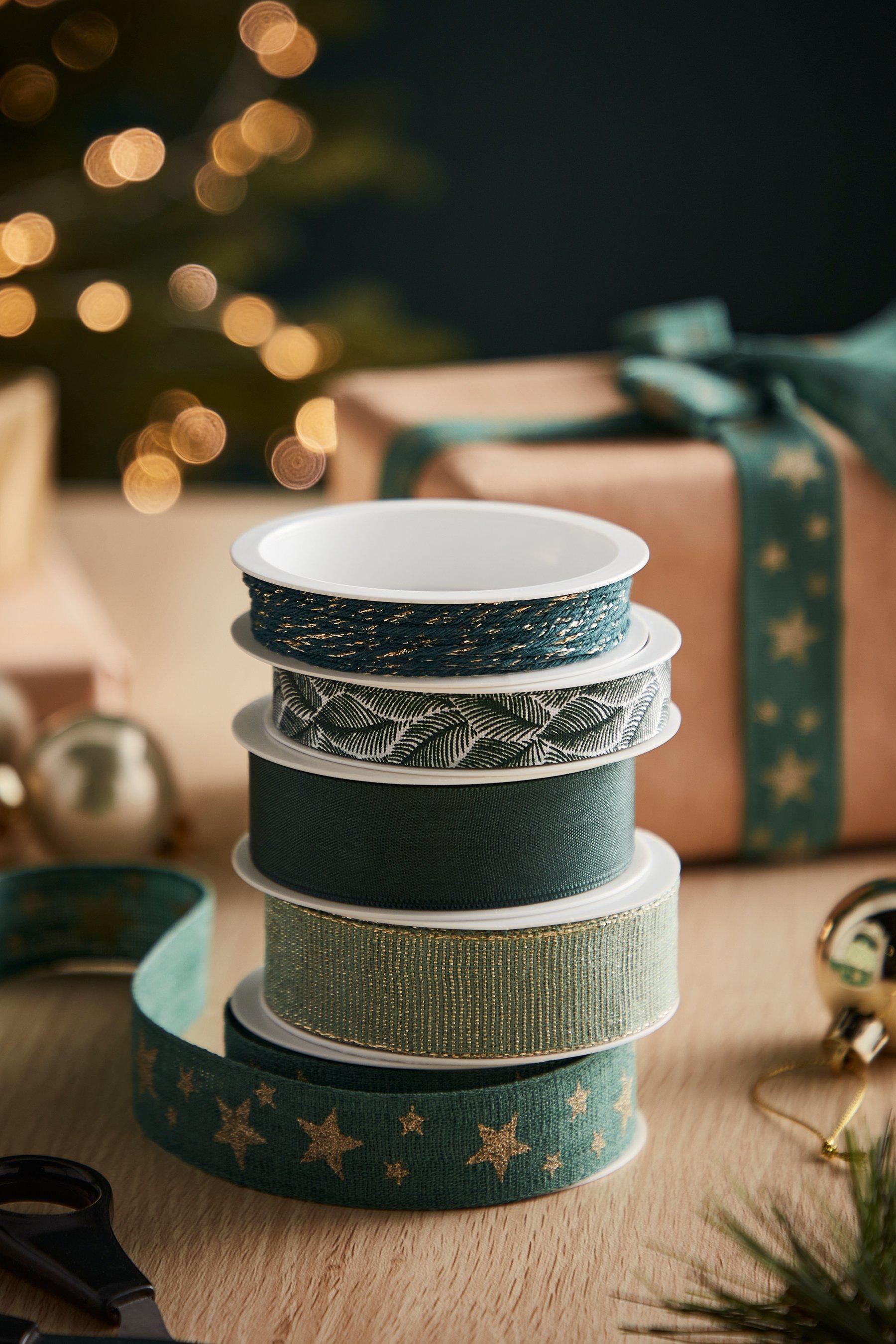 Green Tone Christmas Ribbons 5x2m Spool