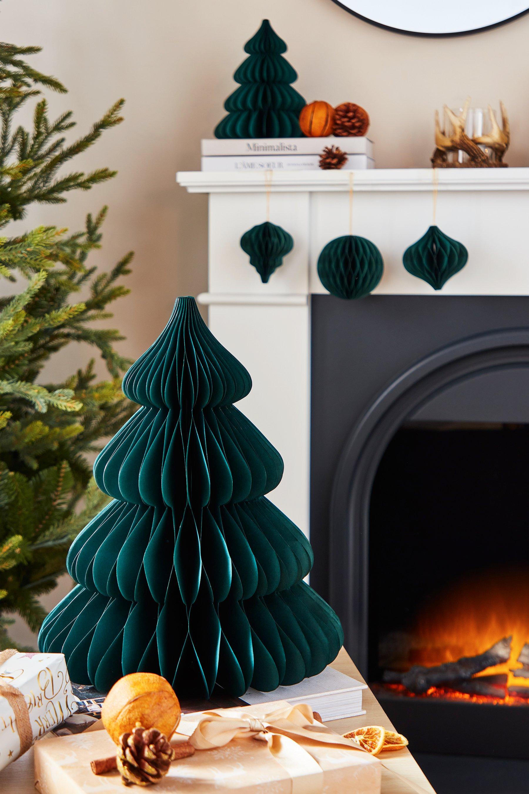 1pc Paper Honeycomb Decor With Christmas Tree Shape, Ideal For