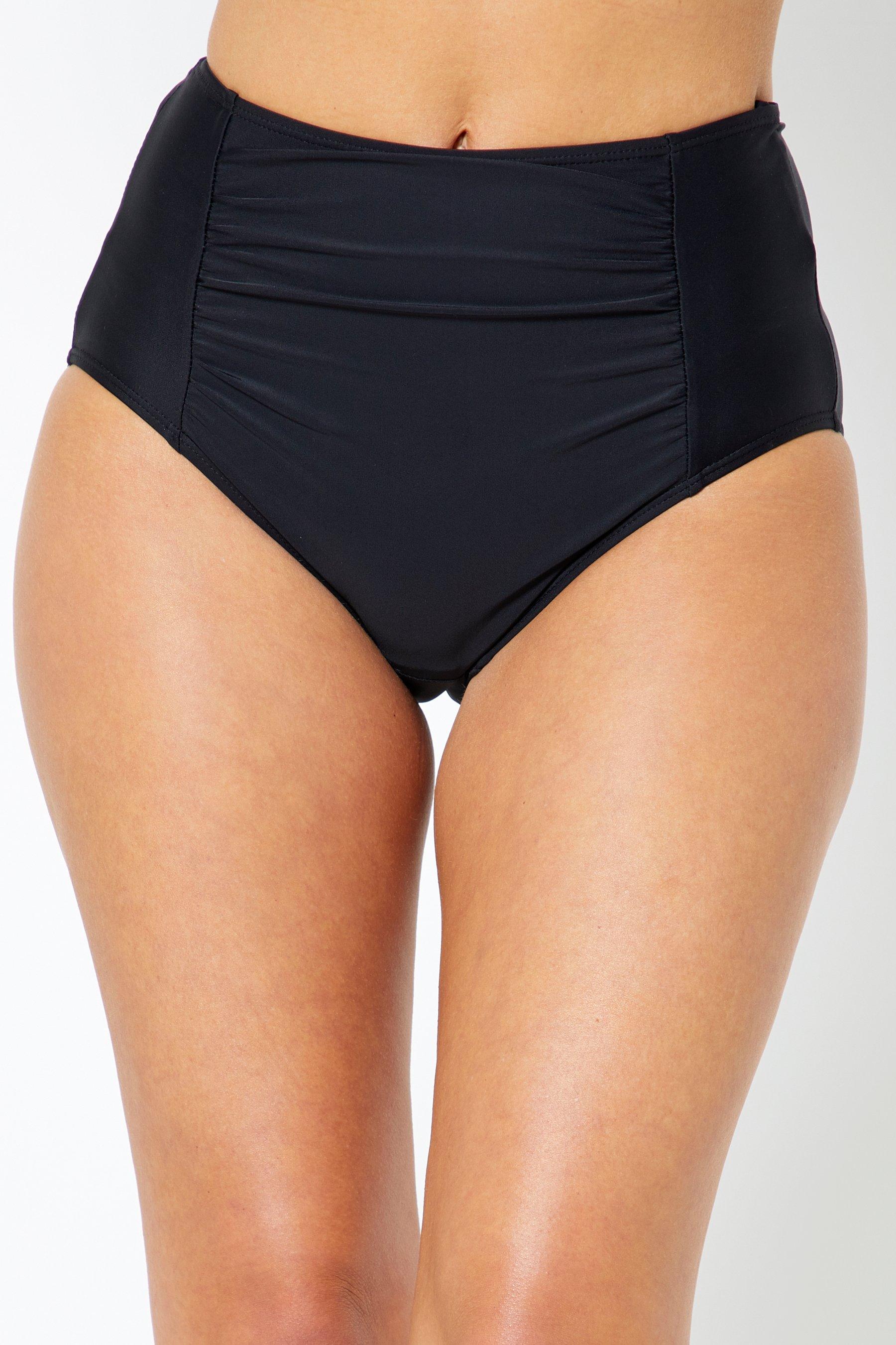 high waisted control black bikini bottoms - womens - size: 8