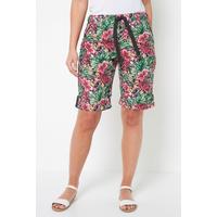 Image of Animal Tropical Print Knee Length Poplin Shorts