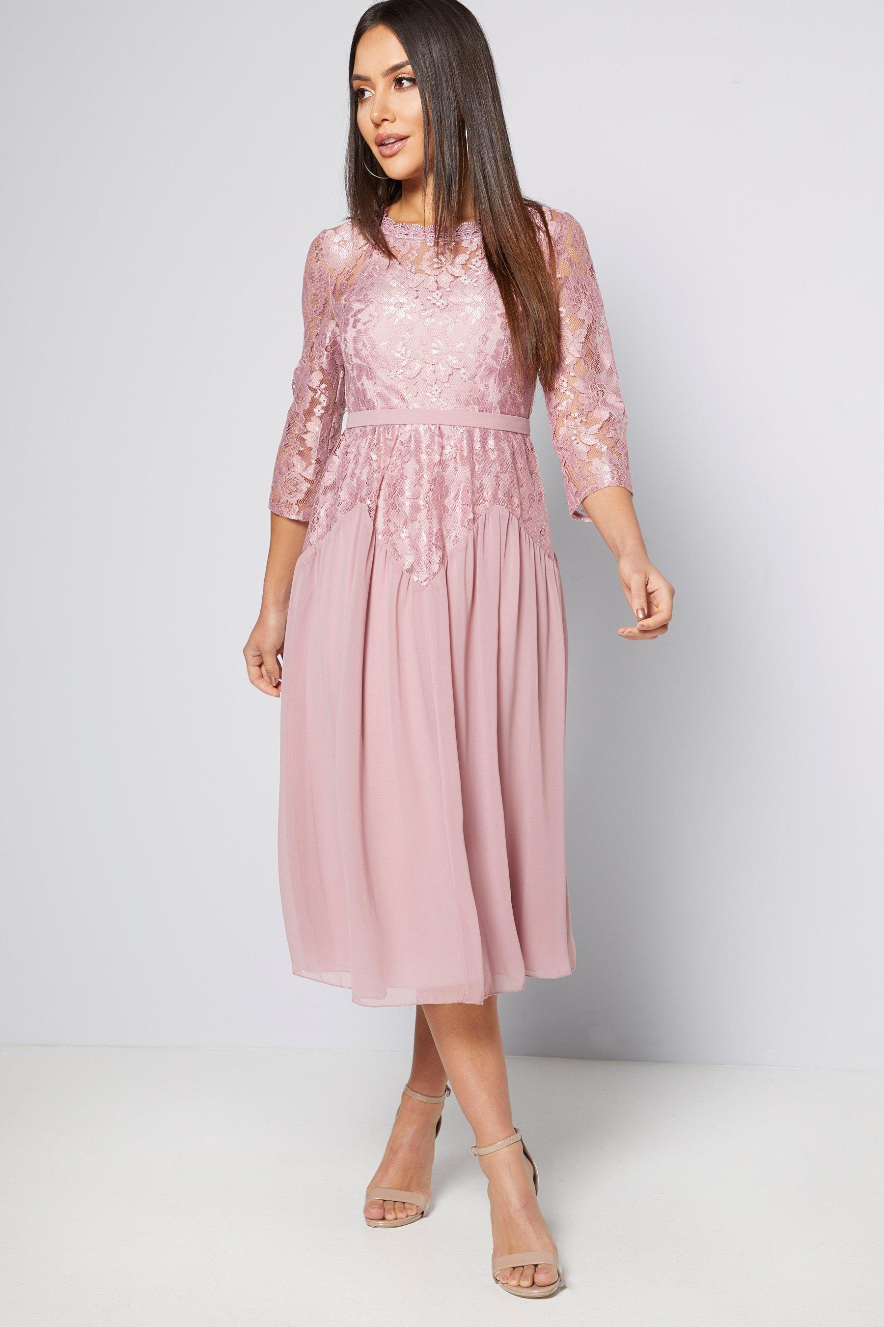 little mistress lace top full midi prom dress