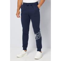 Image of Crosshatch Leg Branded Navy Joggers