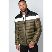 Image of Khaki Panel Puffer Jacket