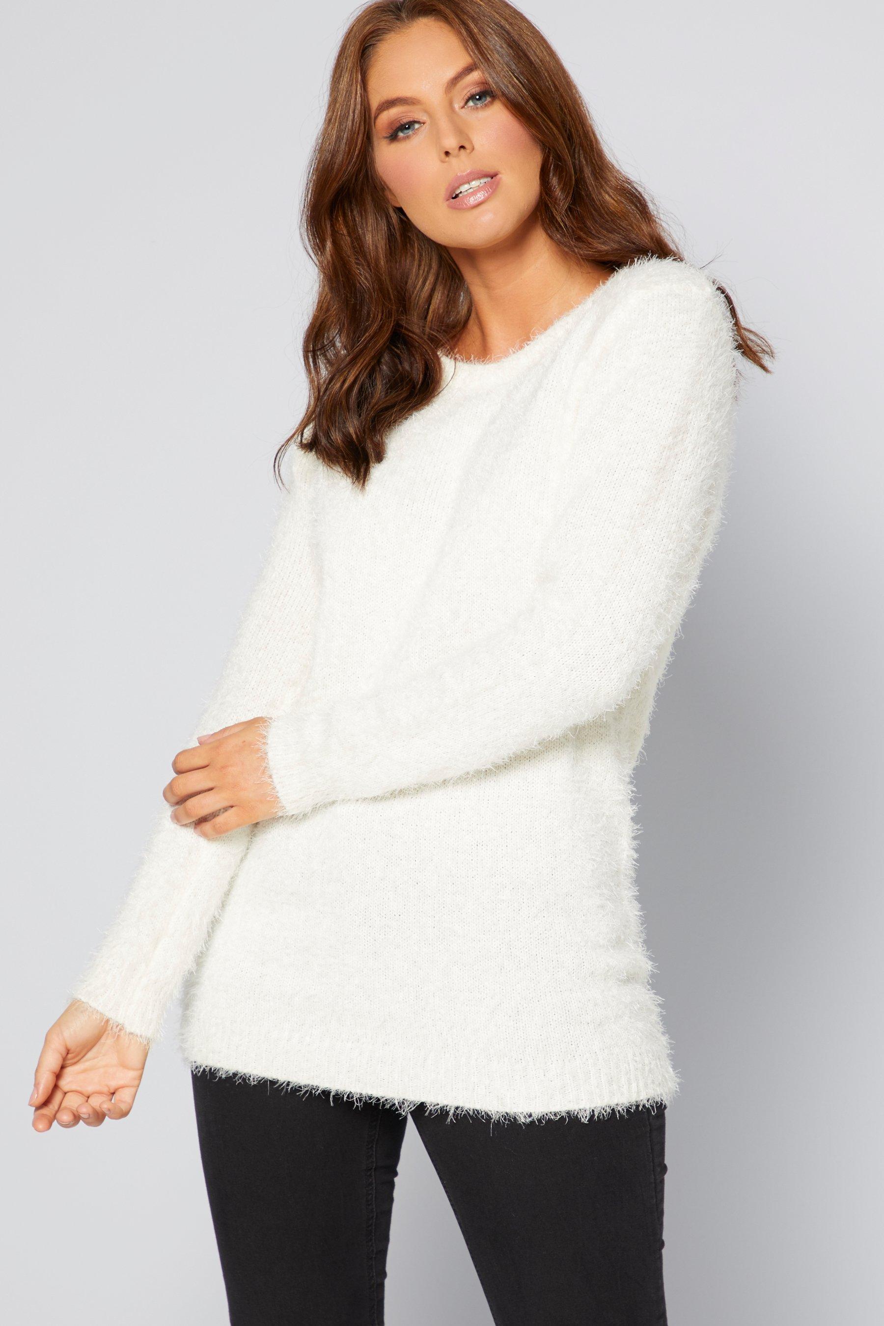 fluffy crew neck sweater