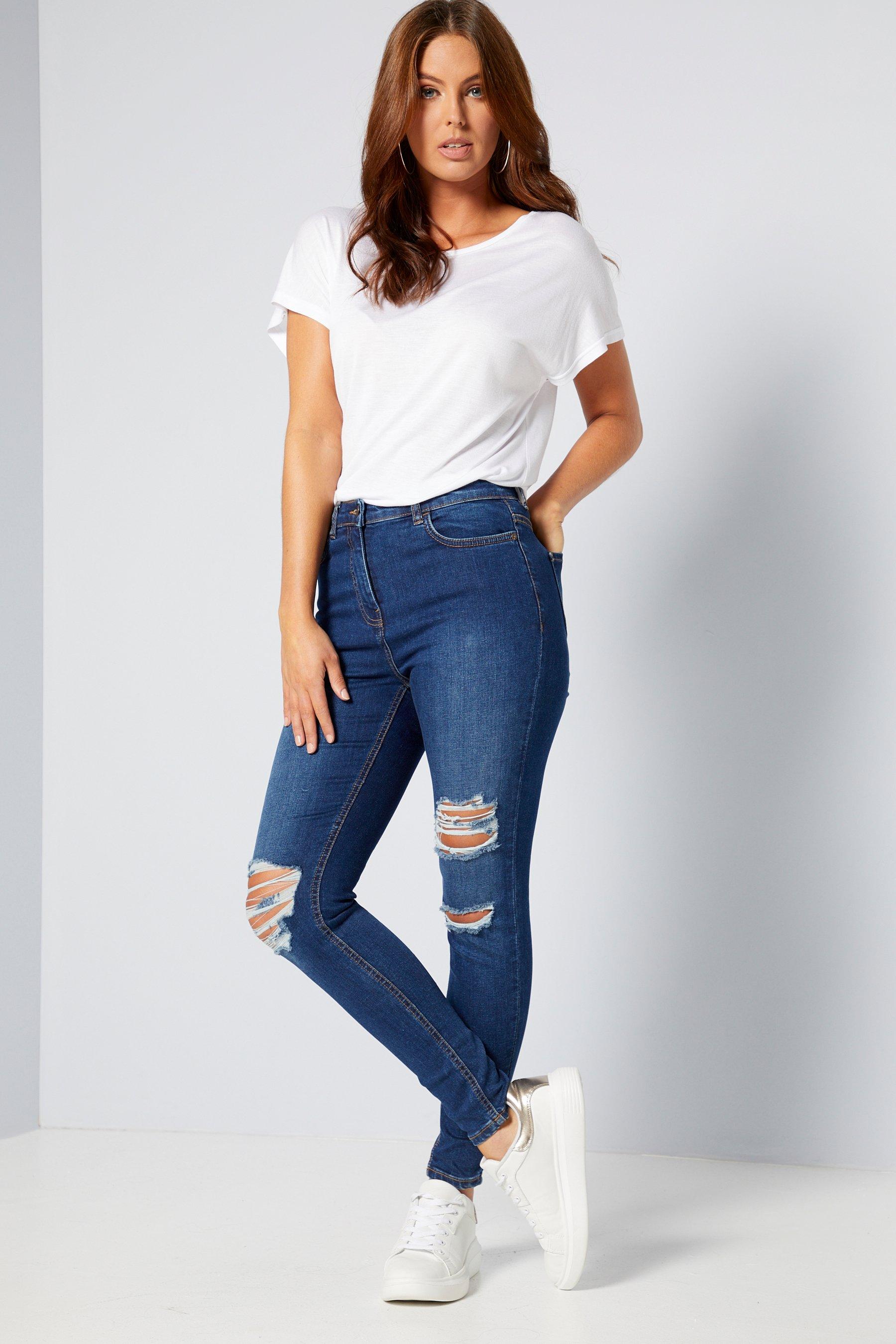 indigo ripped skinny jeans
