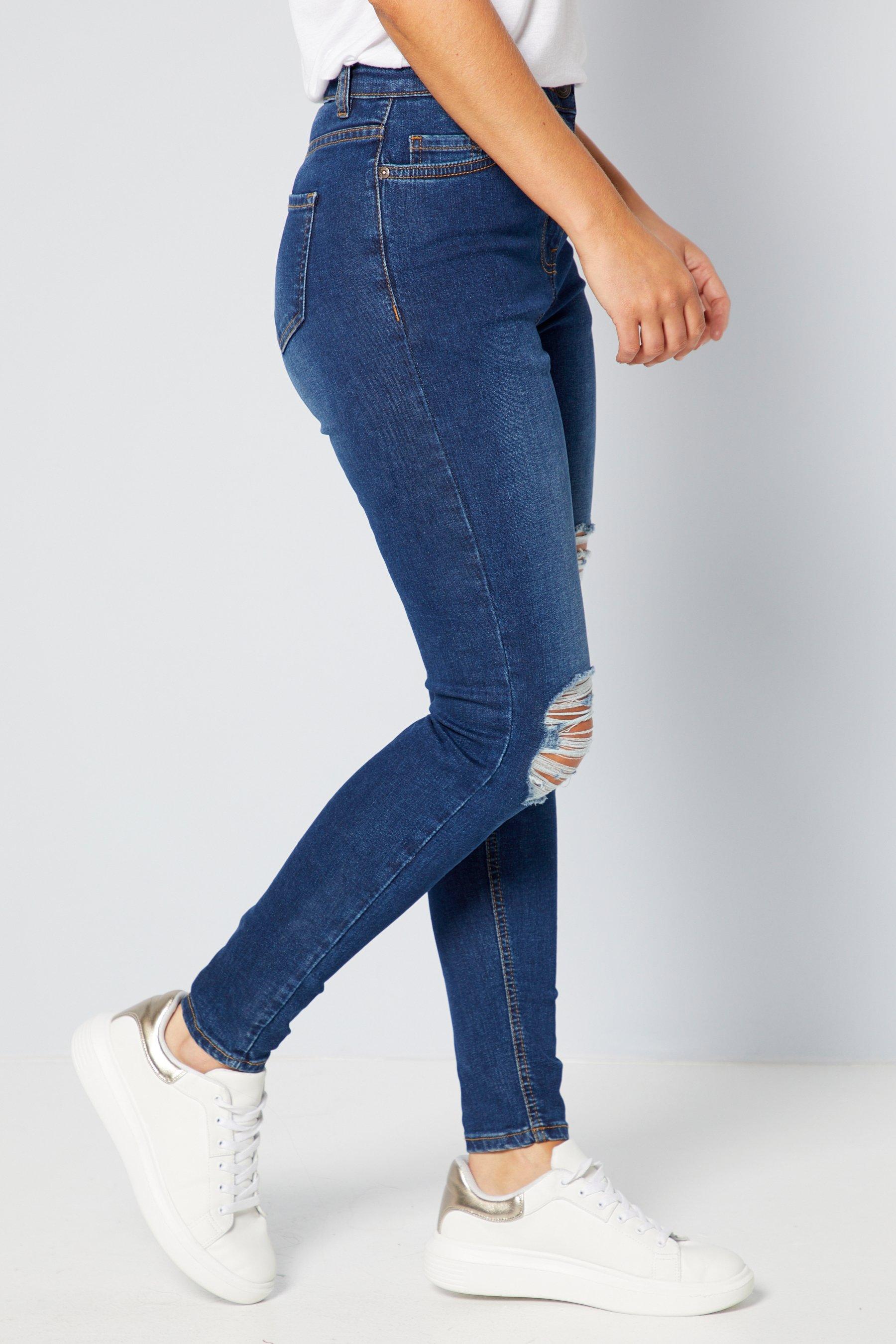indigo ripped skinny jeans