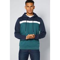 Image of Cut and Sew Teal Block Sleeve Pull On Hoody