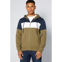 Image of Cut and Sew Zip Up Khaki Hoody