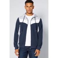 Image of Cut and Sew Zip Through Navy Hoody
