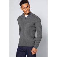 Image of Cable Zip Neck Knit Jumper