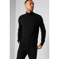 Image of Selected Homme Pima Cotton Roll Neck Black Jumper