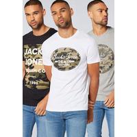 Image of Jack and Jones Pack of 3 Camo T-Shirts