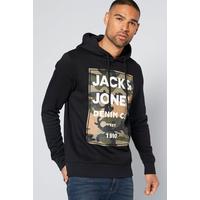 Image of Jack and Jones Camo Black Hoody