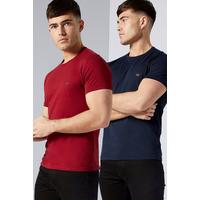 Image of Emporio Armani Pack of 2 Red and Navy T-Shirts