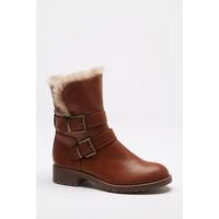 Image of Comfort Faux Fur Biker Boots