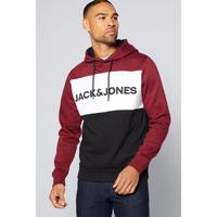Image of Jack and Jones Logo Blocking Burgundy Hoody