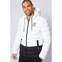 Image of DFND Panelled White Puffer Jacket