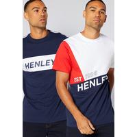 Image of Henleys Pack of 2 Navy and White T-Shirts