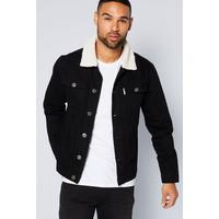 Image of Lambretta Sherpa Black Denim Jacket