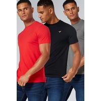 Image of Voi Pack of 3 Grey/Black/Red T-Shirts