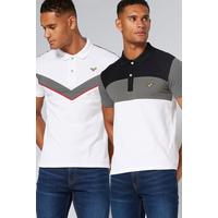 Image of Voi Pack of 2 Taping and Stripe White Polo Shirts