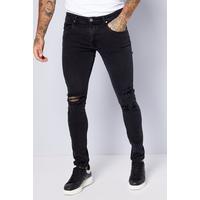 Image of DFND Ripped Washed Black Skinny Stretch Jeans