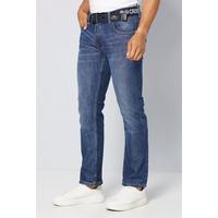 Image of Crosshatch Belted Back Print Straight Fit Jeans