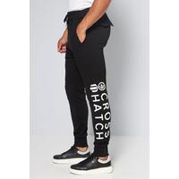 Image of Crosshatch Leg Branded Black and Grey Joggers
