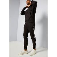 Image of Crosshatch Repeat Print Black Tracksuit