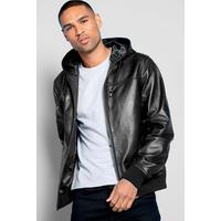 Image of Barneys Hooded Black Leather Jacket