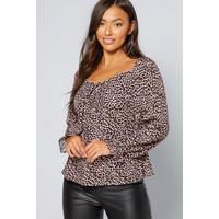 Image of AX Paris Pink Dalmation Print Tie Blouse