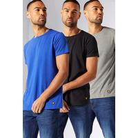 Image of Lyle and Scott Pack of 3 Black/Grey/Blue T-Shirts