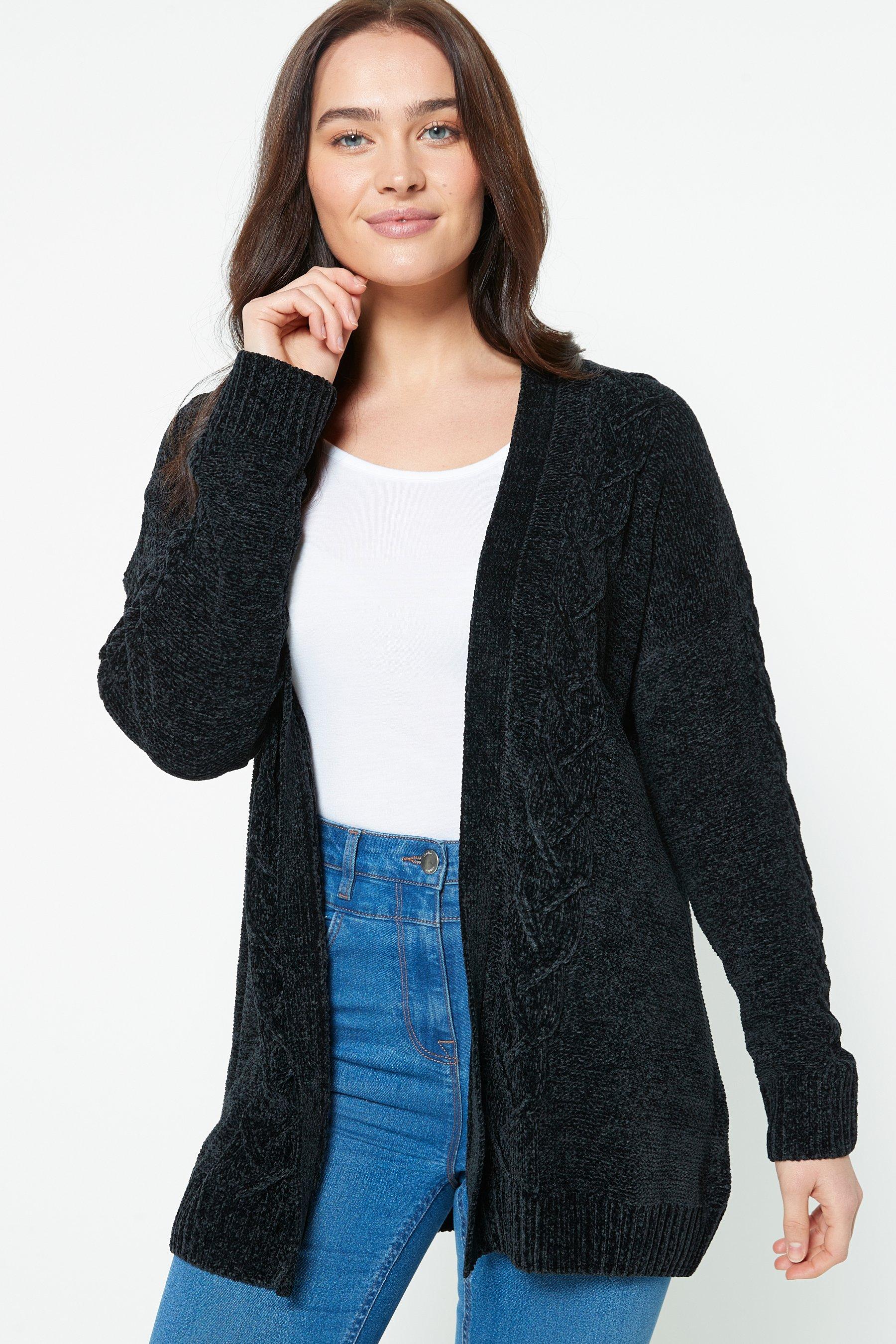 chenille cardigan black
