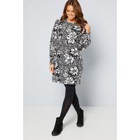 Image of Balloon Sleeve Cuff Woven Black Floral Dress