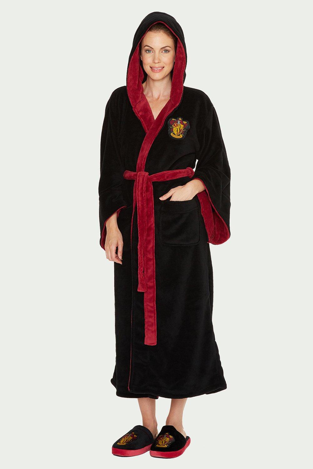 black dressing gown with hood womens