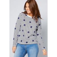 Image of Long Sleeve Graphic Navy and White T-Shirt