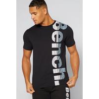 Image of Bench Side Stripe Print Black T-Shirt
