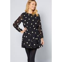 Image of AX Paris Sheer Sleeve Polka Dot Mini Dress