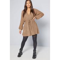 Image of AX Paris Plunge Camel Print Mini Dress