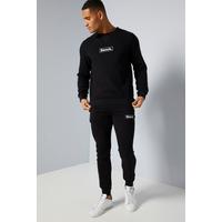 Image of Bench Recycled Fabric Crew Neck Black Tracksuit