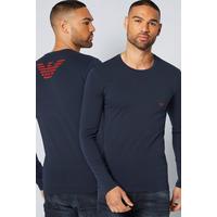 Image of Emporio Armani Long Sleeve Back Print Navy T-Shirt