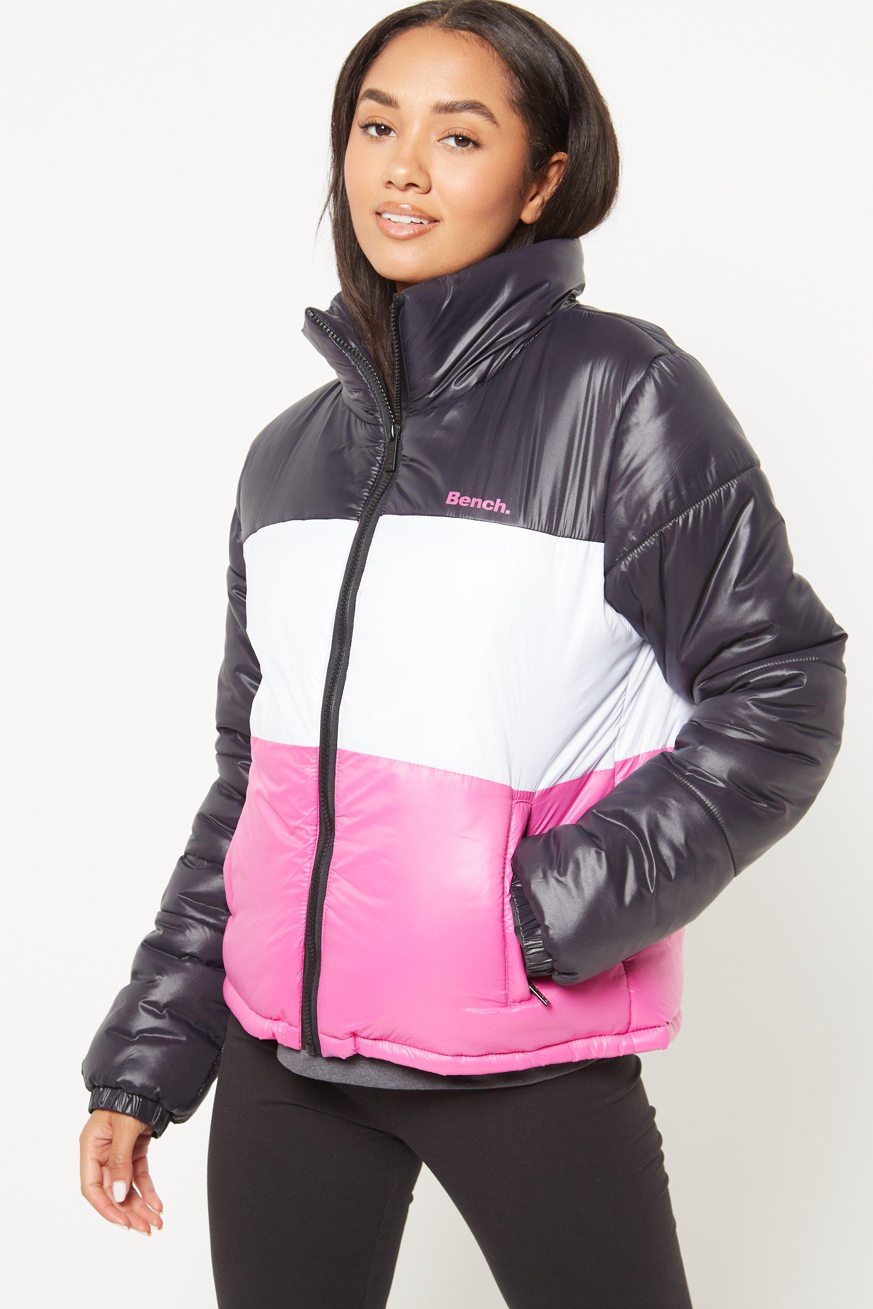 pink north face bubble coat